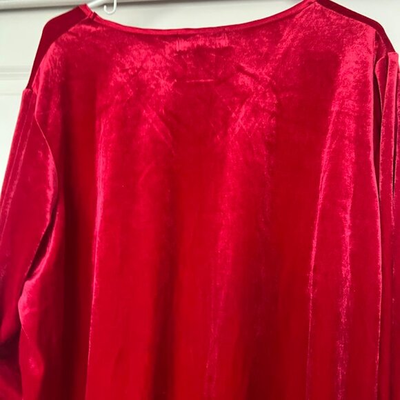 Woman Within Red Velvet Pullover Christmas Holiday Top Blouse Size 2X - Picture 10 of 12
